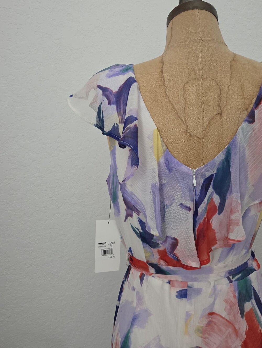 Watercolor Ruffle High-Low Wrap Dress - Multicolor - Picture 4 of 6